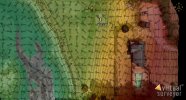 Topographic example - drainage directions with 1 foot contours and colored elevations.jpg