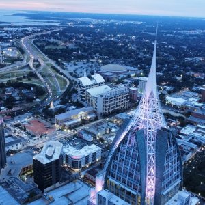 Downtown Mobile looking West from 740 feet